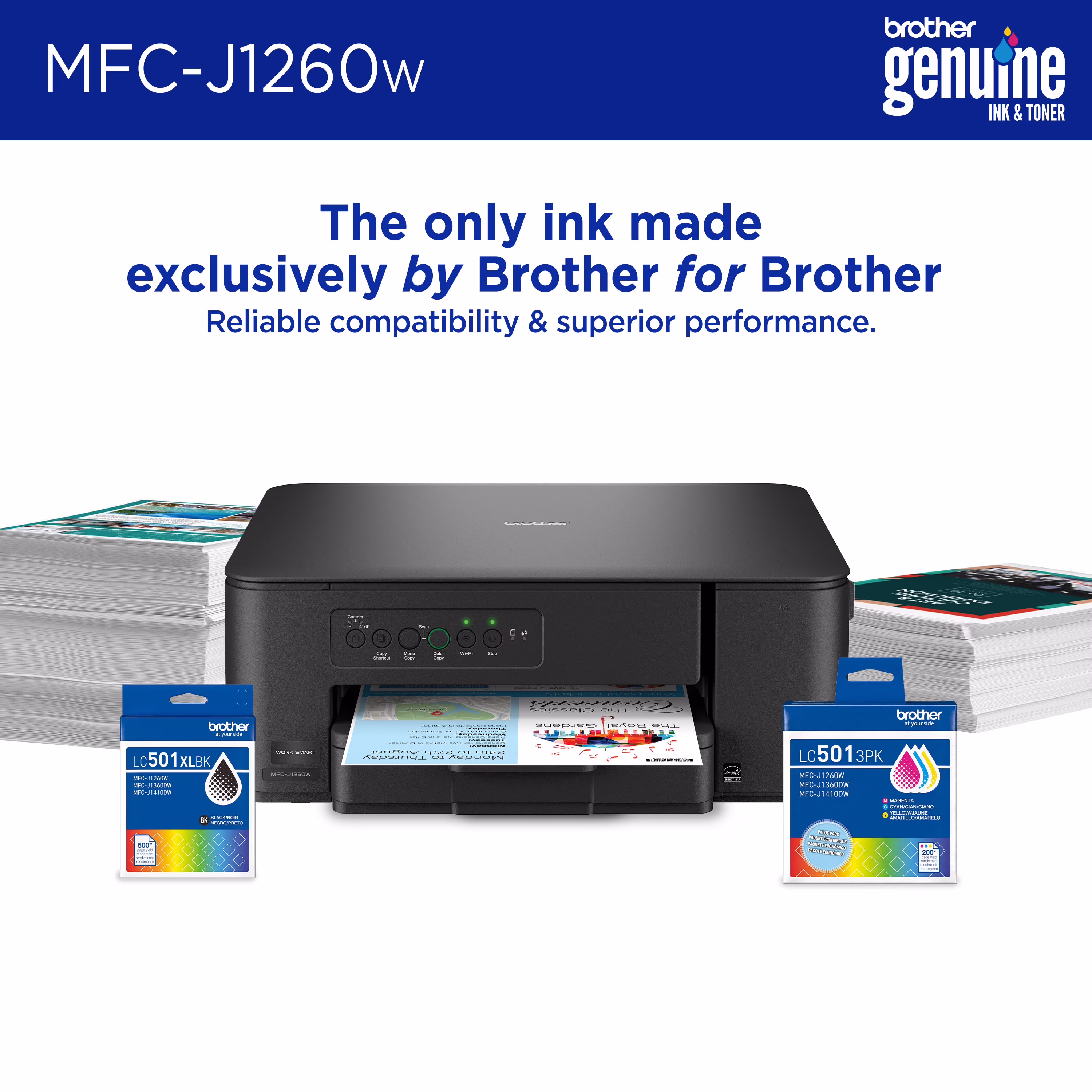 Brother Work Smart MFC-J1260W Wireless Color Inkjet All-in-One Printer - Thumbnail 4