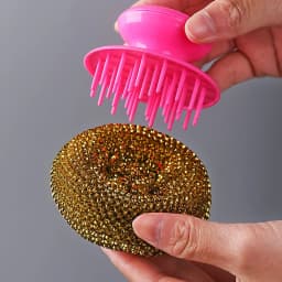1 Pc Steel Wool Scrubber with Removable Handle, Heavy Duty Metal Wool Scrubbers, Multiuse Stainless Steel Scouring Pad, Kitchen Cleaning Brush - Thumbnail 7