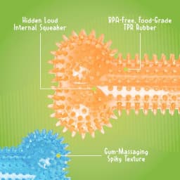 Gnawsome Dog Toys - 6.5" Spiky Squeaker Bone - Medium - Dental & Gum Wellness - Stimulating Fun - Hidden Squeaker - Durable for Heavy Chewers - 100% - Thumbnail 5