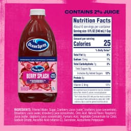 Ocean Spray Berry Splash Strawberry & Raspberry 50.7 fl oz Bottle - Thumbnail 2