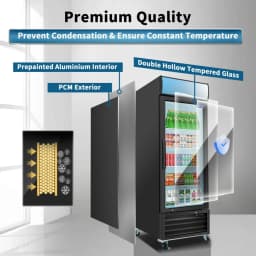 Glass Door Merchandiser Refrigerator 19.3 Cu.ft Swing Door Commercial Display Refrigerators Merchandising Refrigeration with LED Top Panel - Thumbnail 6