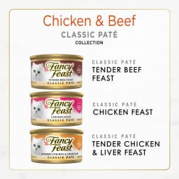 Purina Fancy Feast Chicken & Beef Classic Pate Collection Wet Cat Food Variety Pack, 3 oz Cans (24 Pack) - Thumbnail 4
