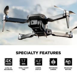 Vivitar SkyVision 4K Ultra HD GPS Foldable Video Drone with 4.3" Display Controller, Brushless Motors, 1-Axis Gimbal, VR Headset, 17-Minute Flight - Thumbnail 2