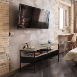 55"L Extended TV Cabinet Industrial TV Cabinet with Fabric for Living Room, Bedroom with Charging Stake Gray - Thumbnail 6