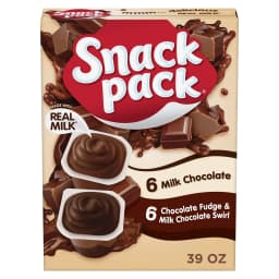 Snack Pack Milk Chocolate and Chocolate Fudge & Milk Chocolate Pudding, 3.25 oz Pudding Cups, 12 Count Family Pack - Thumbnail 1