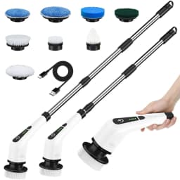 Leebein Electric Spin Scrubber, Cordless Cleaning Brush with 8 Replaceable Brush Heads, Power Scrubber with Adjustable & Detachable Handle - Thumbnail 1