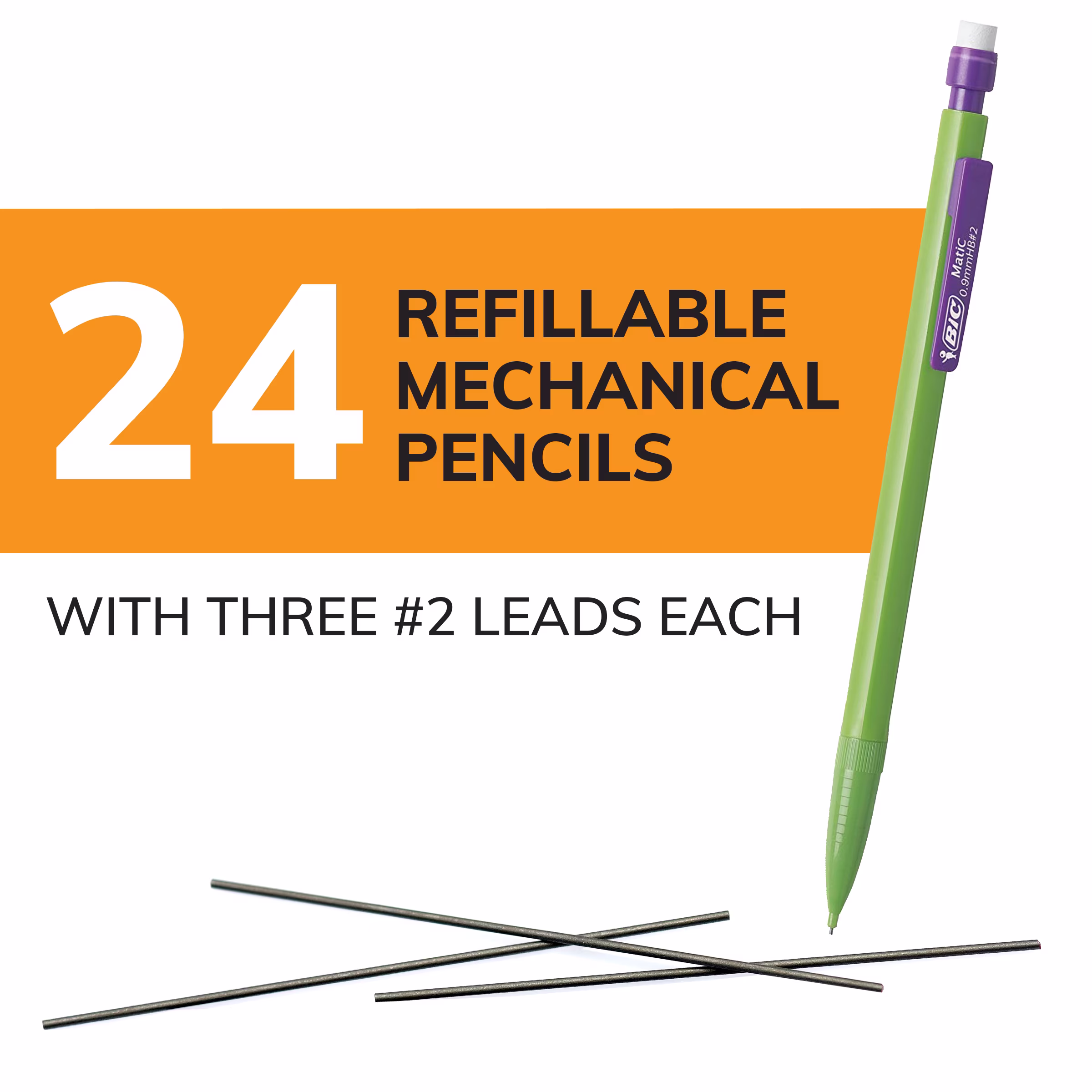 BIC Xtra Strong Mechanical Pencils, No. 2, Back to School Supplies, 0.9 mm, 24-Count - Thumbnail 3