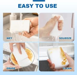 Dr.WOW Magic Cleaning Eraser Sponges, 21 Pack, Multi-Surface Cleaner, Removes Tough Stains with Water Only, Kitchen, Bathroom, Walls & Shoes - Thumbnail 5