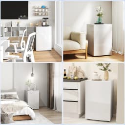 HOMCOM 4.5 Cu Ft Mini Fridge with Freezer, Wheels, Adjustable Thermostat, Single Door Compact Refrigerator for Bedroom, Dorm, Home Office, White - Thumbnail 9