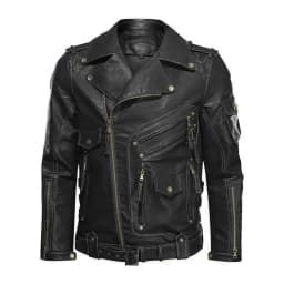 Maoxin Mens Leather Jacket Men's Solid Color Leather Jacket Fashionable Leather Long Sleeved Hooded Leather Jacket Leather Jacket Men - Thumbnail 6