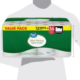 Great Value Ultra Strong Paper Towels, White, 12 Triple Rolls - Thumbnail 7