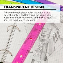 BAZIC Jeweltones Color Plastic Ruler 12" (30cm), School Supplies (4/Pack), 1-Pack - Thumbnail 5