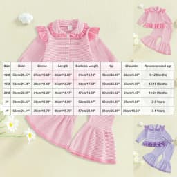 6-12 Months Infant Baby Girl Outfits Fall Winter Clothes Cute Long Sleeve Sweatshirt Tops Pants Set Infant 2Pcs Clothing 6-12 Months 12-24 Months 2T 3T 4T 5T 6T 7T 8T 9T Children - Thumbnail 3
