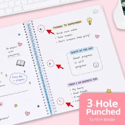 Comix 1 Subject Notebook,3-Pack College Ruled Spiral Notebook with Pocket Dividers 11"x 8.5", 70 Sheets,Black White Pink - Thumbnail 3