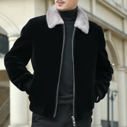 Maoxin Men Leather Jacket Men's Fashion Vintage Thickened Warm Solid Color Zipper Pocket Long Sleeved Hooded Jacket Leather Jacket Men Plus Size Black L - Thumbnail 1