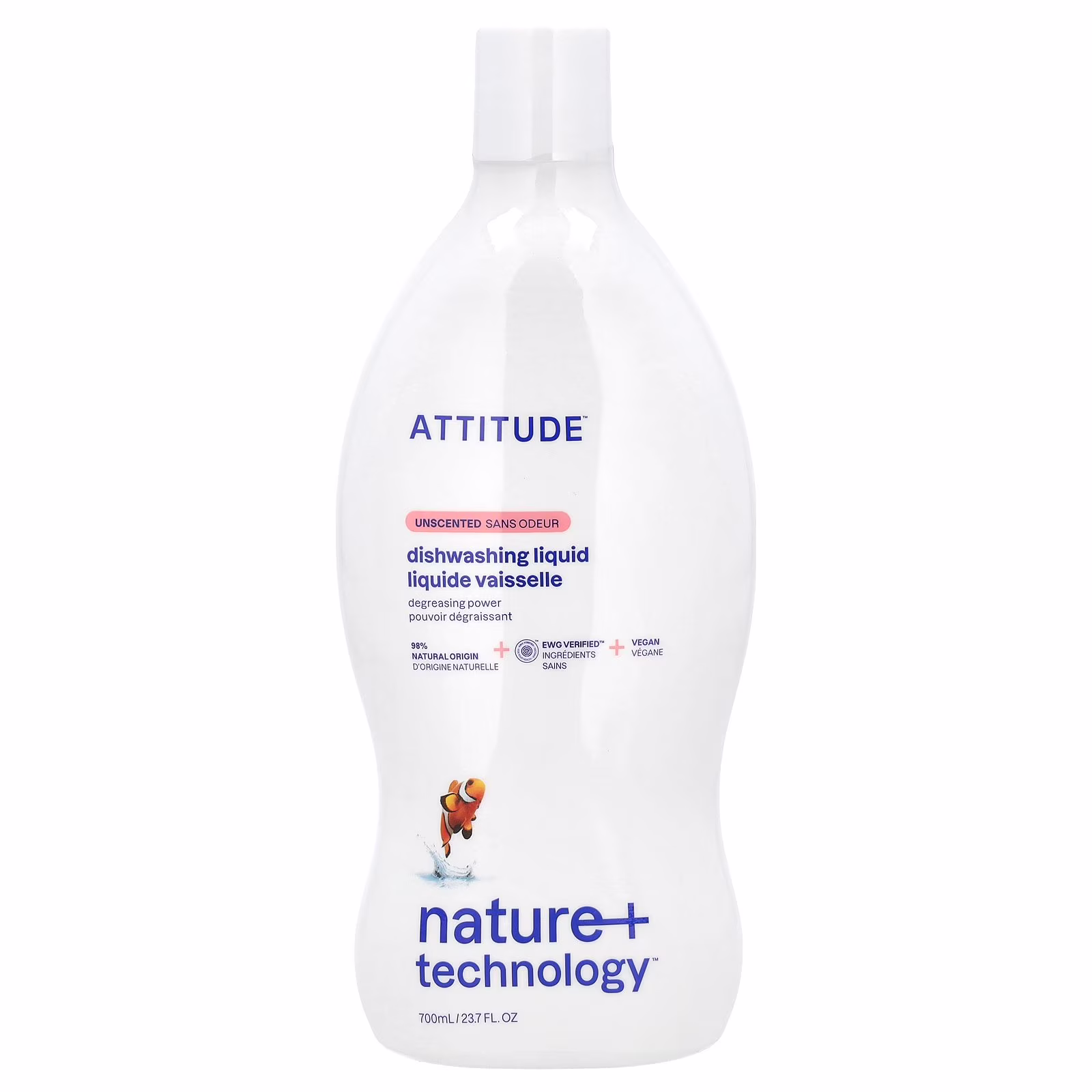 ATTITUDE Dishwashing Liquid, Unscented, 23.7 fl oz (700 ml) - Thumbnail 1