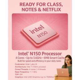 HP 14" N150 Laptop, Intel Quad-Core, 16GB RAM, 384GB Storage (128GB eMMC + 256GB SD) - Thumbnail 4