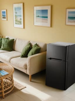 Double Doors Mini Fridge with Top Freezer, Small Fridge with Temperature Control and Ice Tray, 3.1 Cu.ft - Thumbnail 2