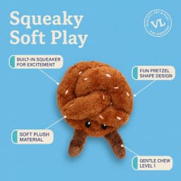 Vibrant Life Brown Pretzel Plush Dog Toy with Squeaker, Chew Level 1 - Thumbnail 5