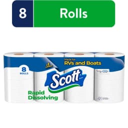 Scott Rapid-Dissolving Toilet Paper for RVs & Boats, 8 Double Rolls - Thumbnail 1