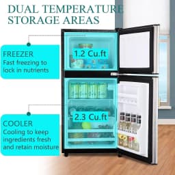 3.5 Cu.Ft Compact Mini Fridge with Freezer, 2-Door Small Refrigerator with 7-Level Thermostat & Removable Shelves for Kitchen, Dorm, Apartment, Bar - Thumbnail 6
