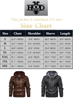Hood Crew Men's Pu Faux Leather Jacket with Removable Hood Brown M - Thumbnail 7