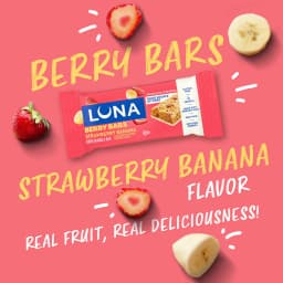 LUNA Berry Bars Strawberry Banana Flavor Fiber Granola Bars, Gluten Free Protein Bars, 6ct - Thumbnail 5