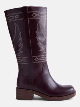 No Boundaries Women's Bird Embroidered Block Heel Boots - Thumbnail 1