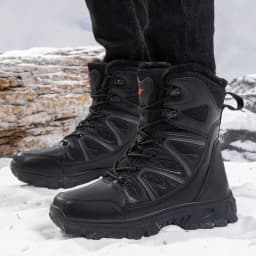 Stepedia Botas de Nieve Impermeables para Hombre, Cálidas, Aisladas, con Forro de Piel Sintética, a Media Pantorrilla, Botas de Invierno para Exteriores, Negro - Thumbnail 2