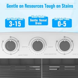 SUNCROWN 16lbs Portable Twin Tub Washer with Spin Dryer Washing Machine , Mini Compact Laundry Washer Machine with Drain Pump, Semi-automatic Washer - Thumbnail 5