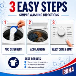 Roma Powder Laundry Detergent, Heavy Duty Cleaning for Stains, Grease and Dirt, 1.1 lb - Thumbnail 4