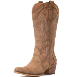 Cowboy Boots For Women Western Cowgirl Boots with Chunky Heel Mid Calf Snip Toe Ideal for low insteps - Thumbnail 1