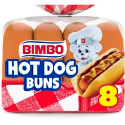 Bimbo White Hot Dog Buns, 8 count, Hot Dog Buns, 14 oz Bag - Thumbnail 1