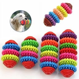 Walbest Dog Toys, Natural Rubber Teeth Cleaning Dog Chew Toys for Small Medium Dogs, Outdoor Interactive Puppy Chew Toys for Training, Colorful - Thumbnail 1