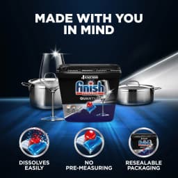 Finish Quantum Dishwasher Pods, No Pre-Rinse Dishwasher Detergent Soap Tabs, 62 Count - Thumbnail 8