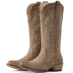 Cowboy Boots for Women Mid Calf Fashion Cowgirl Boots with Embroidery Western Snip Toe - Thumbnail 1