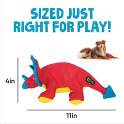goDog Double Chew Guard Technology Dino Frills Squeaky Plush Dog Toy, Red, Small - Thumbnail 3