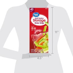 Great Value Half Gallon Slider Storage Bags, 40 Count - Thumbnail 4