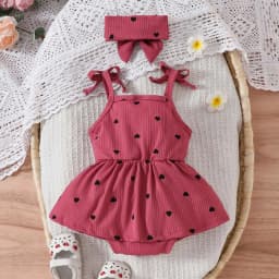 WUANDIXFA Baby Clothes for Girls 3 6 9 12 18 Months Summer Cute Ruffle Romper Dress, Bubble Outfits for Baby Girls Newborn Outfit,Red,3-6 Months - Thumbnail 6