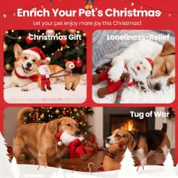 URRU Christmas Dog Toys - 2 Pack Squeaky Stuffed Toys for Large Medium Small Dogs With Detachable Rope, Crinkle to Keep Them Busy - Santa Claus - Thumbnail 6