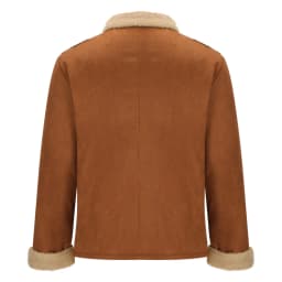 Faux Leather Jacket Mens Fur Shearling Neck Winter Warm Zip Up Motorcycle Coat Waterproof Windproof Trucker Pu Moto Coats Mens Lightweight Jackets Brown Xxl - Thumbnail 5