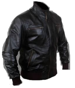 Noora Men's Lambskin Leather Black Bomber Jacket With Zipper & Pocket | Black Western style leather Jacket SU037 - Thumbnail 1