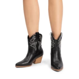 DREAM PAIRS Women's Cowboy Cowgirl Boots Embroidered Stitched Short Western Boots Low Chunky Heel Pointed Toe Ankle Booties - Thumbnail 6