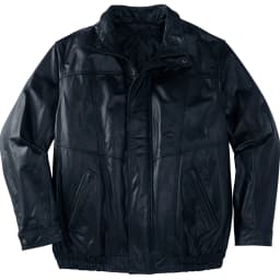 KingSize Men's Big & Tall Leather Bomber Jacket - Thumbnail 1