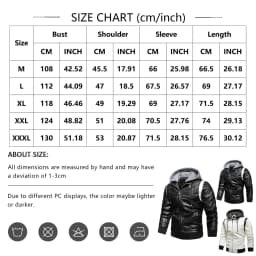 Men's Leather Stand Collar Detachable Hooded Motorcycle Leather Jacket with Fashionable Embroidered Colorblock for Biker Events, Winter Rides, and Casual Outings,White,3XL - Thumbnail 3