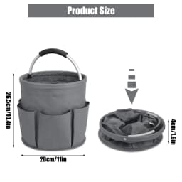Bocaoying 17L Cleaning Organizer Caddy with Handle, Large Folding Cleaning Basket Bag, Multifunction Collapsible Waterproof Gardening Tool Storage - Thumbnail 3