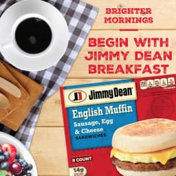 Jimmy Dean Frozen Breakfast Sandwich, Sausage Egg & Cheese English Muffin, 8 Count - Thumbnail 2