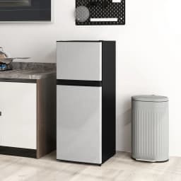 HOMCOM Small Fridge with Freezer, 4 Cu Ft Refrigerator with Shelves, Silver - Thumbnail 2