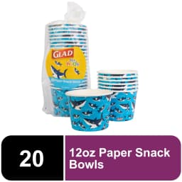 Glad Kids Sharks Disposable Plates Bundle (20 plates, 20 cups, 20 bowls) - Thumbnail 3