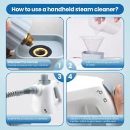 FVSA Handheld Steam Cleaner, 1000W Multi-Surface Cleaner with 9 Accessories, Compact Design, White - Thumbnail 2